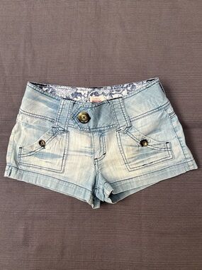 Mossimo Supply Co. Light Blue Denim Shorts with Button Pockets. SZ 5/FIT 6